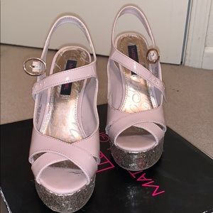 Material Girl Nude/Gold Sparkle Heels